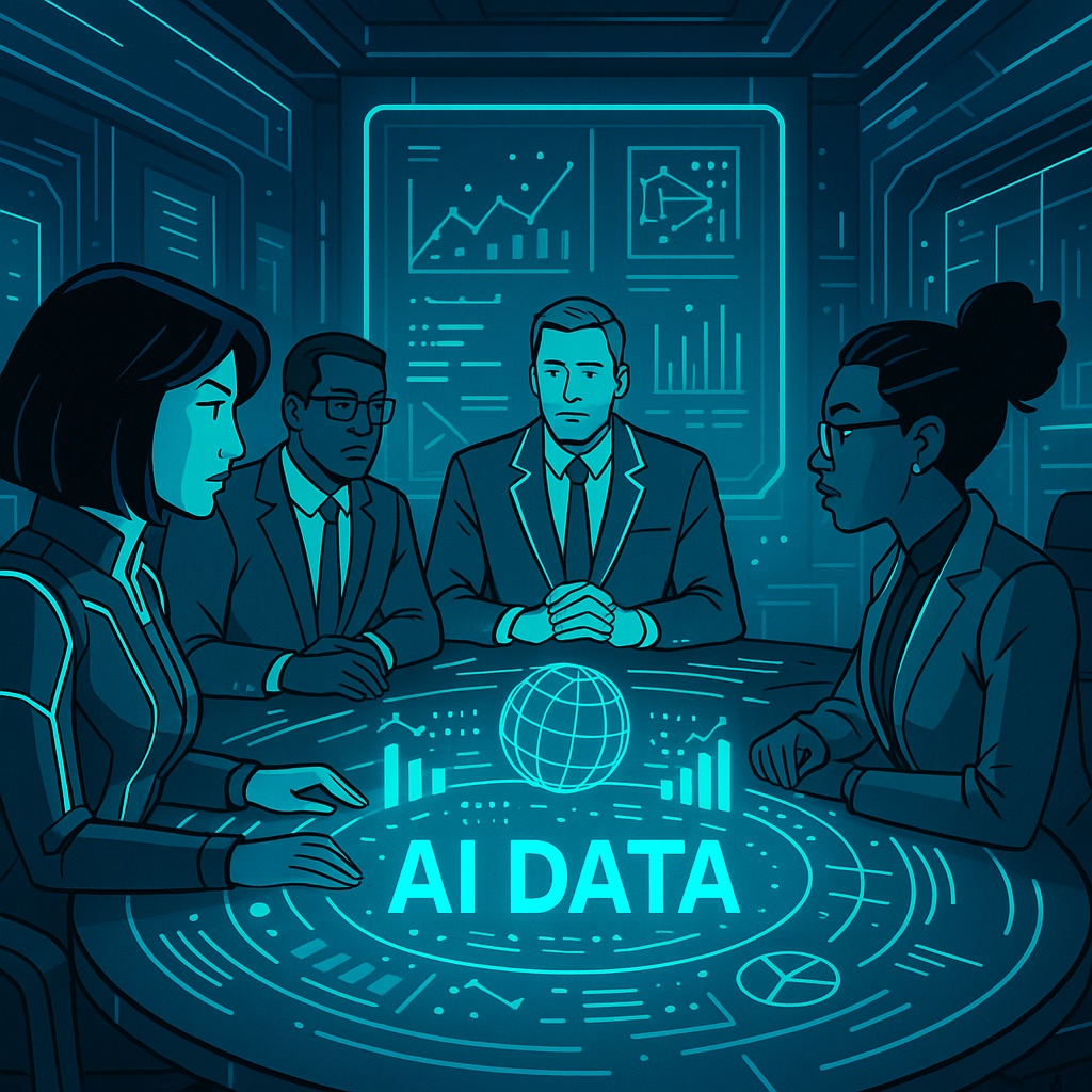 <기업 컨소시엄이 AI 데이터 구축 회의를 하는 모습> - AI 데이터 댐 프로젝트 관련 이미지