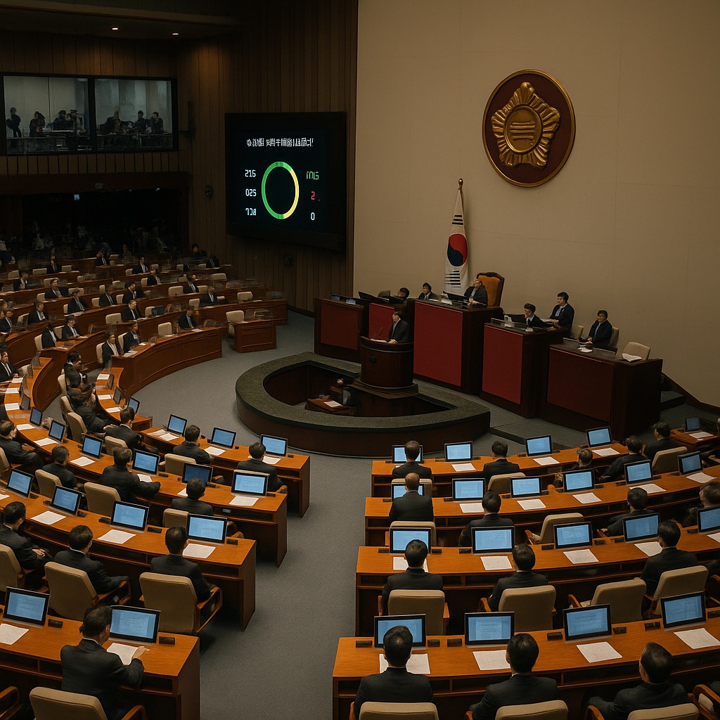 방송법 개정 국회 본회의 표결 장면