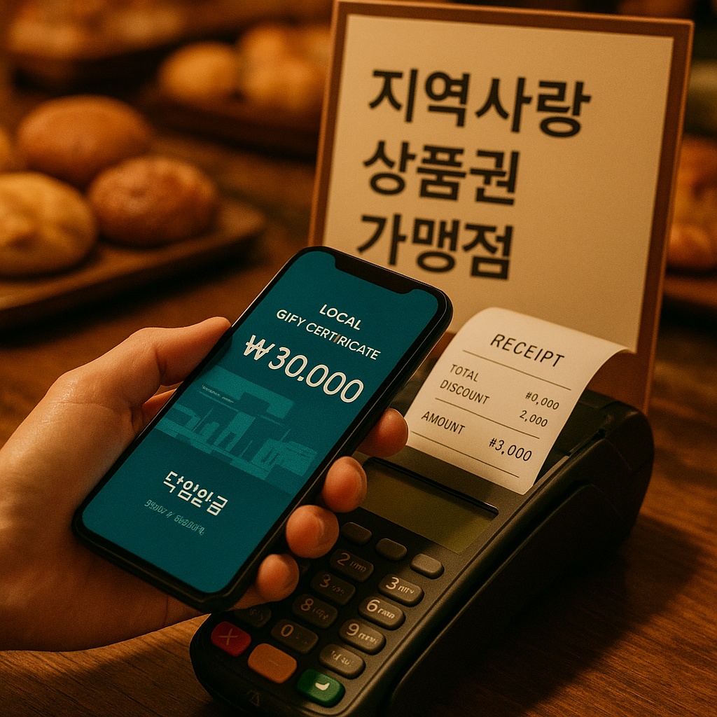 민생회복 소비쿠폰 신청 방법으로 받은 지역사랑상품권 사용 장면