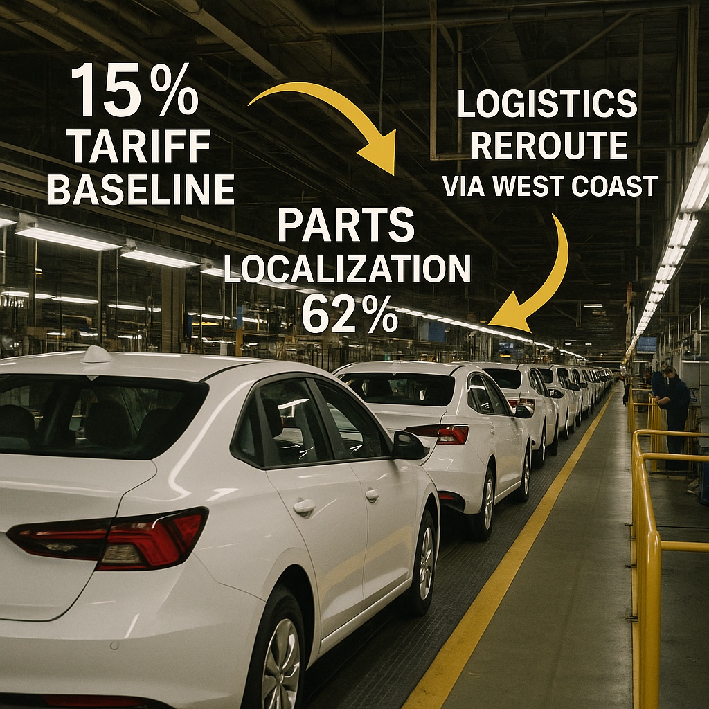 관세 15% 적용 시 자동차 수출 라인 최적화