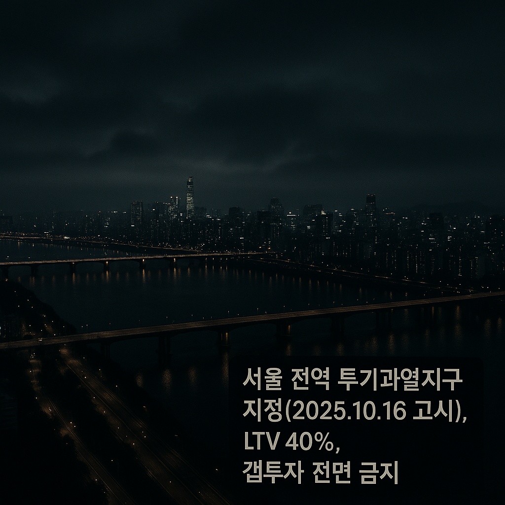 서울 전역 투기과열지구 지정 배경의 서울 야경